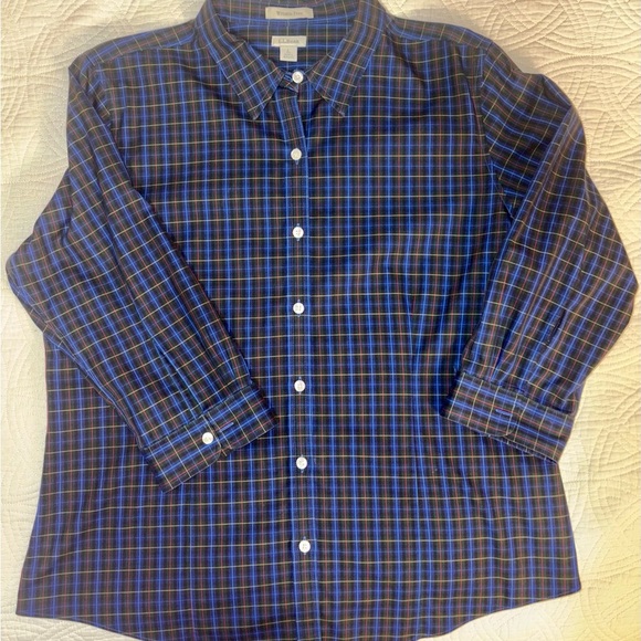 Plaid L.L. Bean Holiday Plaid Button Down Shirt Large Wrinkle Free - Picture 3 of 8